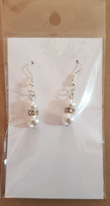 Earrings - Glass pearl and diamante