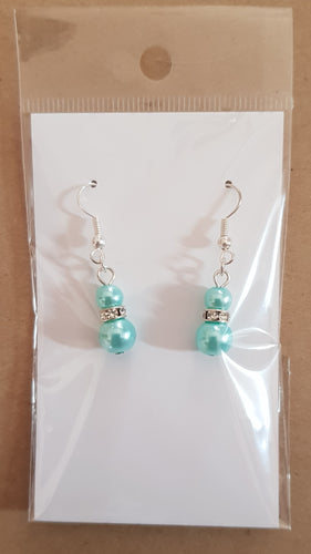 Earrings - Glass pearl and diamante