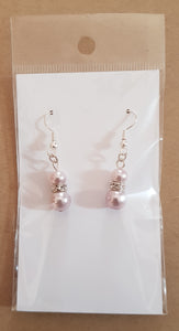 Earrings - Glass pearl and diamante
