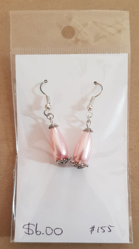 Earrings - Glass teardrop - Pink