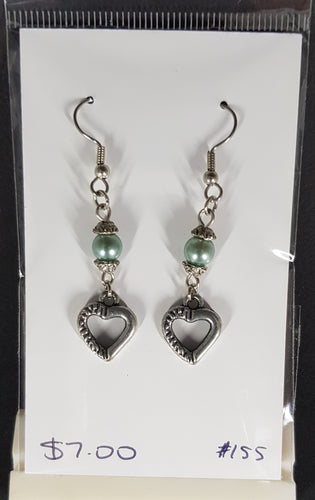 Earrings - Glass pearl and heart