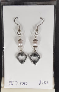 Earrings - Glass pearl and heart