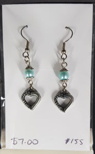 Earrings - Glass pearl and heart