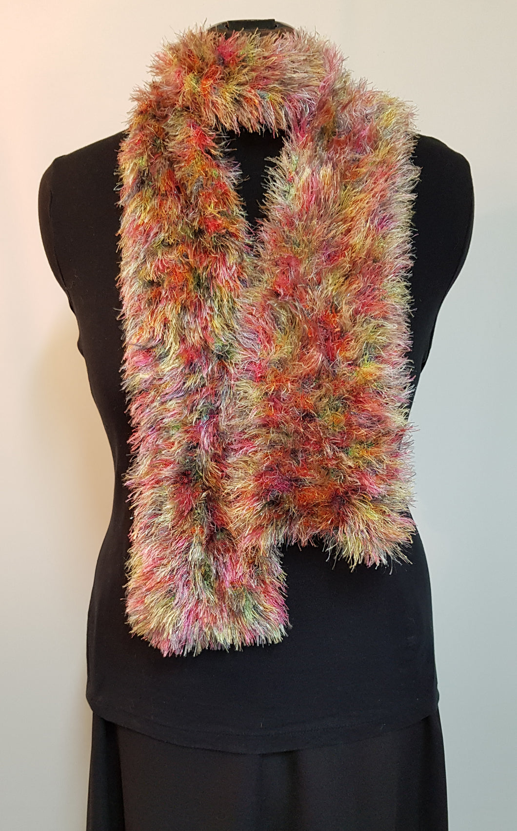 Scarf Ostrich style yarn Orange Multicoloured