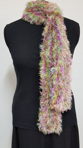 Scarf Ostrich style yarn Pink/Multicoloured Long