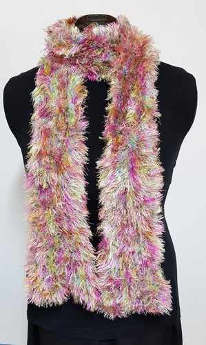 Scarf Ostrich style yarn Pink/Multicoloured Medium