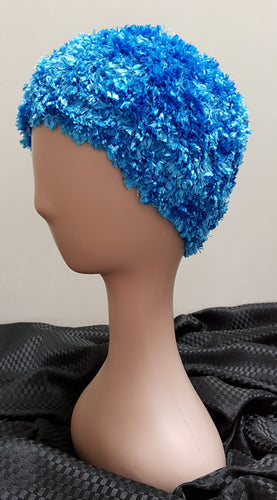 Hand Knitted Beanie. Blue