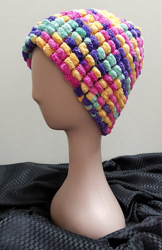 Hand Knitted Beanie. Multicoloured