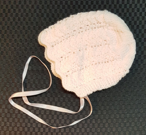 Hand Knitted Baby Bonnet. Pink